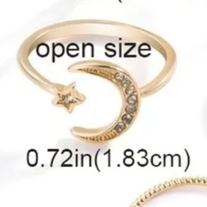 New Gold Plated ZC Diamond Moon & Star Thin Open Band Ring.